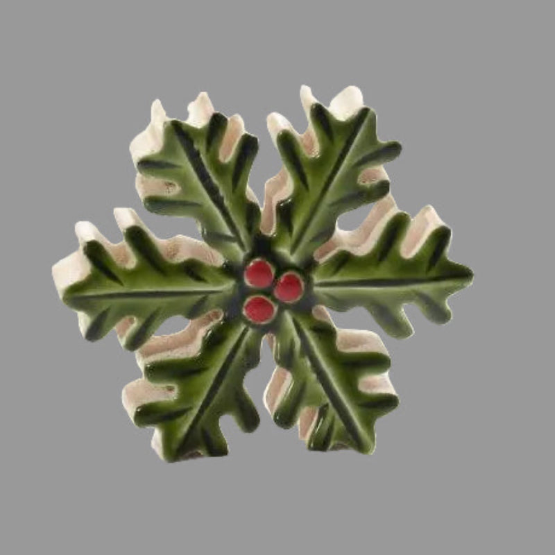 flocon de neige bois de manguier motif houx -  MokAïko&Co - MokAiko&Co 