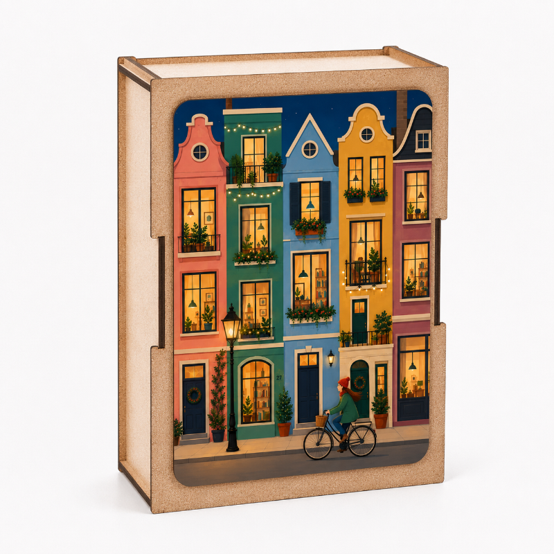 puzzle en bois immeuble au crepuscule - MokAiko&Co - MokAïko&Co